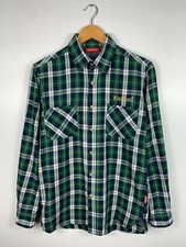 Mens KICKERS Long Sleeve Button Down Check Shirt Green Blue Size S