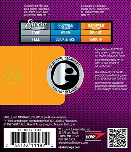 Elixir E11182 HD 80/20 Bronze HD Light Acoustic Guitar Strings .013 - .053 - Picture 2 of 3
