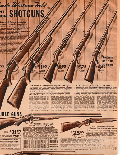 WARDS SINGLE BARREL BOLT ACTION Shotguns WINCHESTER Boots 1938 WARDS CATALOG Ads