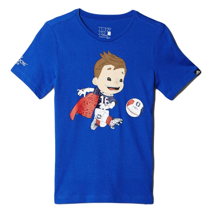 Adidas T-shirt Garçon Mascotte Euro 2016 Bleu Taille 11/12 ans  Neuf - Photo 2/4