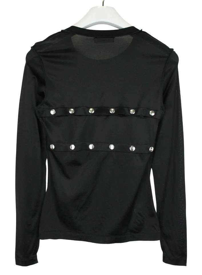 Blusa DIESEL Para Mujer PEQUEÑA Transparente Abierta Botón Detalles Negra Manga Larga Foto 2 de 4