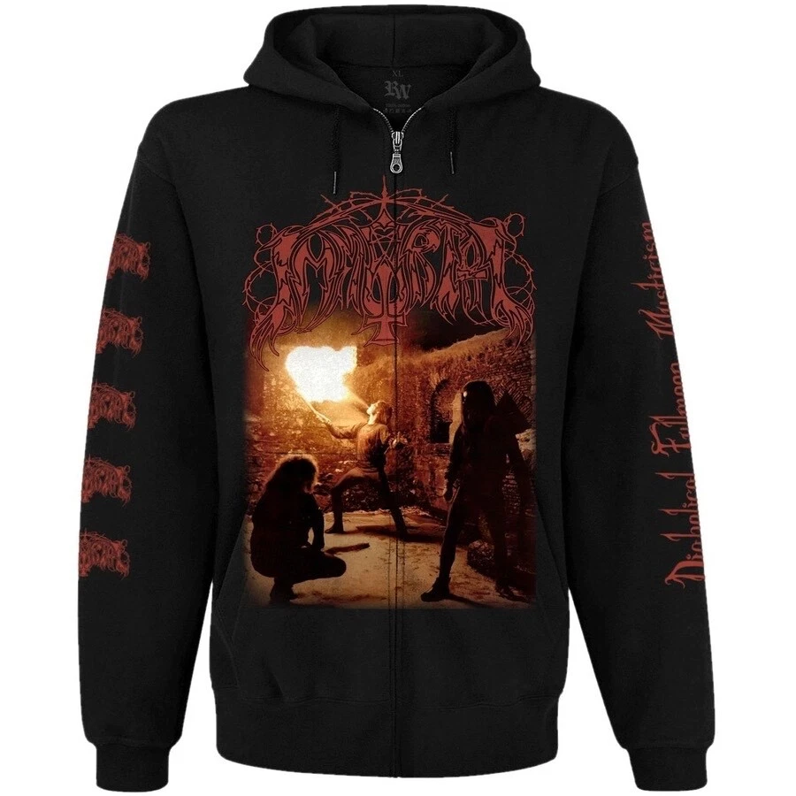 Immortal "Diabolical Fullmoon Mysticism Hoodie Zip Up Sweatshirt Black mayhem