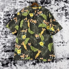 Tommy Bahama Mens Silk Aloha Hawaiian Shirt Tropical Tiki Cocktail Print Size M