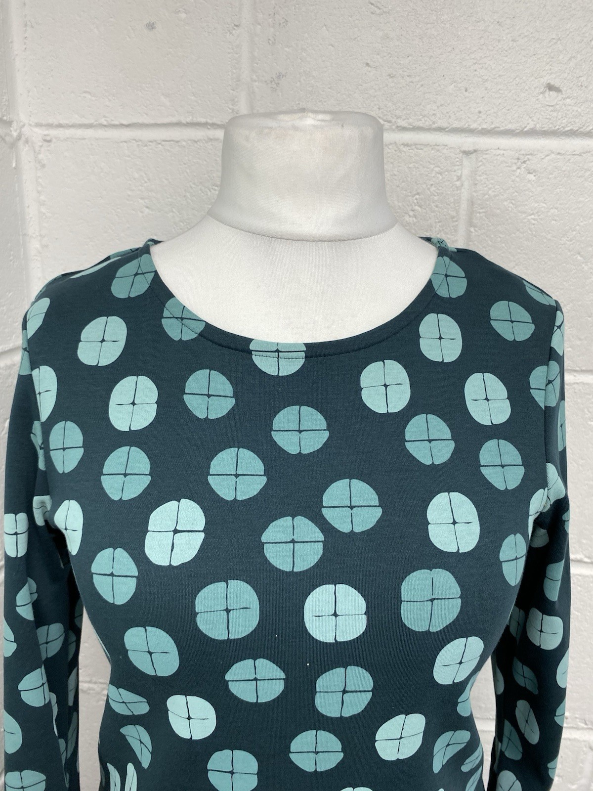 White Stuff Teal Abstract Patterned Jersey Pocket… - image 2