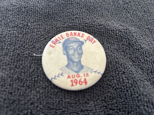 Collectible Vintage Ernie Banks Day August 15 1964 Button SGA Chicago Cubs Rare - Picture 1 of 2