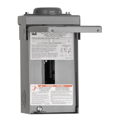 Square D Homeline 70-Amp Outdoor Load Center - 2-Space, 4-Circuit Main Lugs Panel With Rainproof Cover