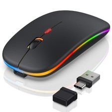 Bluetooth LED Wireless Mouse for MacBook Air iPad Pro Mac Laptop PC - Slim RG...