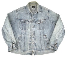 Lee Riveted Vintage Denim Jean Trucker Jacket Mens Large Faded USA Made 90s
