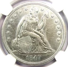 1847 Seated Liberty Silver Dollar $1 Coin - Certified NGC AU Detail - Rare Coin