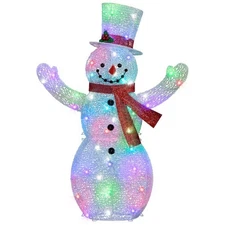 Gemmy Orchestra of Lights Color-Changing 48 in Freestanding Snowman Yard Decor