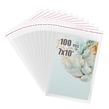 Self Sealing Cellophane Bags 100 PCS Clear Resealable Sleeves Bags for 7x10 P...