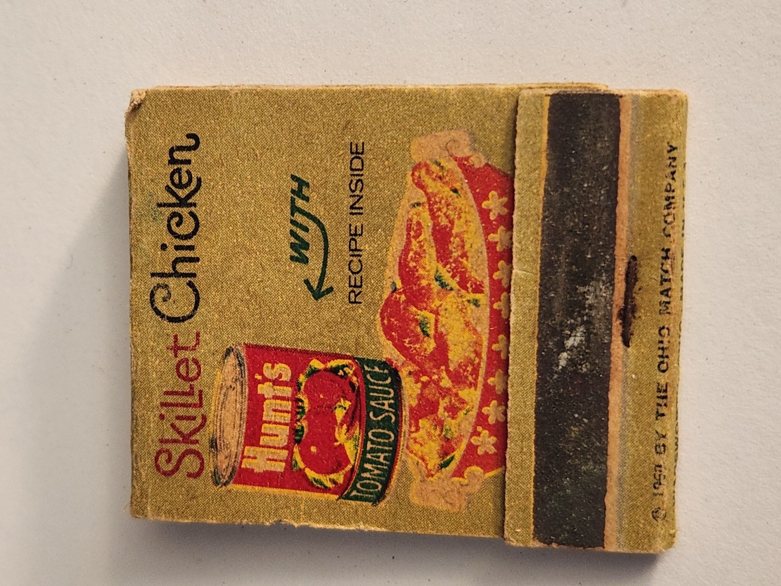 HUNTS TOMATO SAUCE Skillet Chicken RECIPE Vtg Book Collectible Matches Matchbook