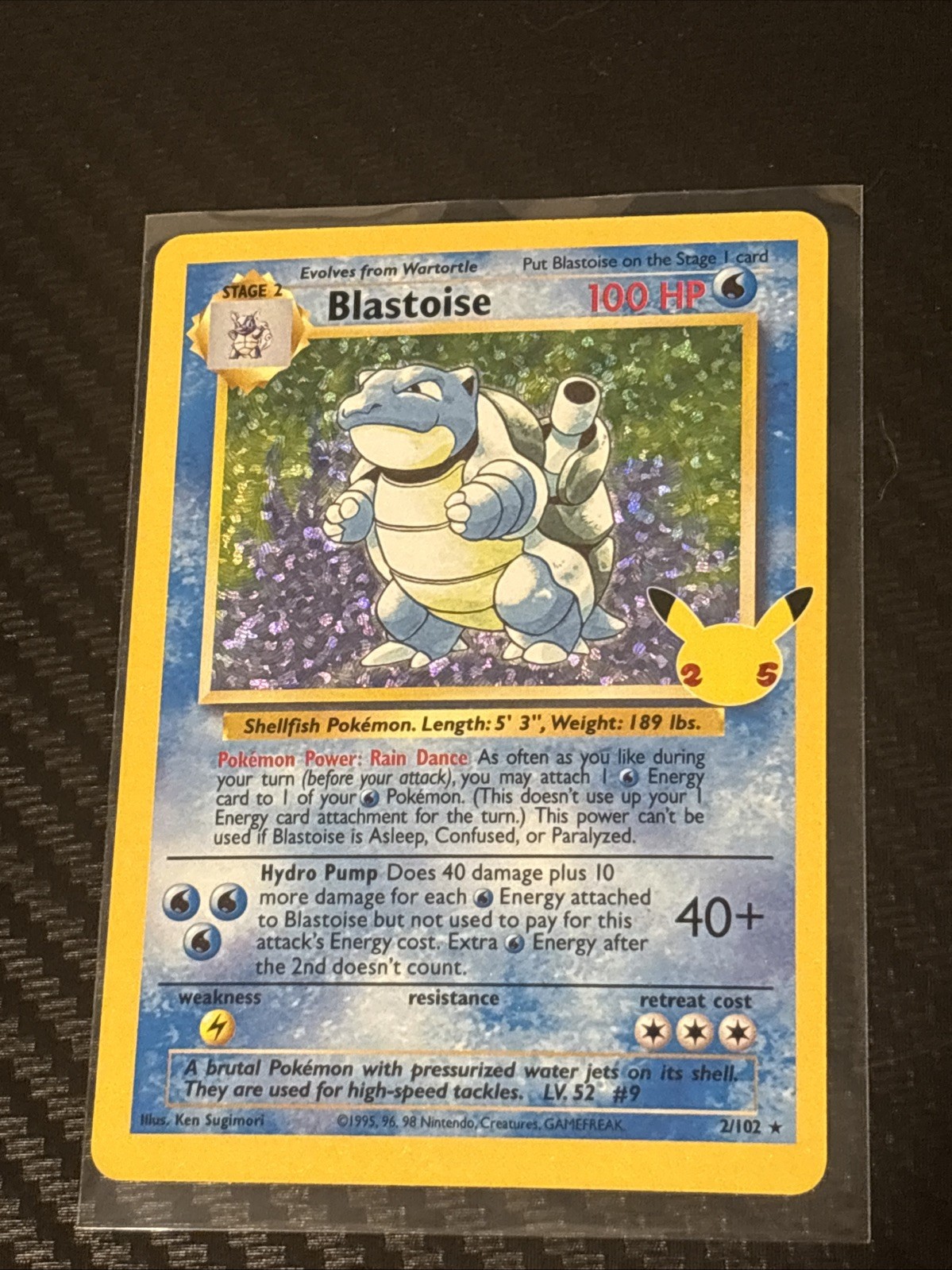 Pokémon TCG Holo Blastoise Celebrations Card 2/102 NM Condition
