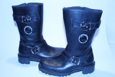Harley-Davidson Black Leather Engineer Motorcycle Boots Size 7.5 Buckle Zip
