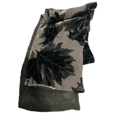 Vintage Gray Leaf Patterned Velvet Women's Fall Harvest Scarf