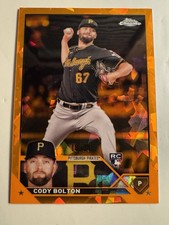 Topps 2023 Chrome Update Sapphire Orange Cody Bolton Pirates #USCS223 /25 Rookie
