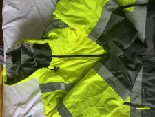 Joreber Jacket Mens 2XL Hi Vis Yellow Black Reflective Safety Workwear Hooded