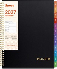 2027 Planner, Weekly and Monthly Calendar, Black, 8.5"x11"
