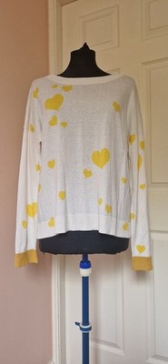 Brodie Muster Pullover Größe Medium Baumwolle Seide neu mit Etikett Herzmuster gelb