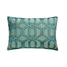 Light Blue Jacquard 12"x16" Lumbar Pillow Cover Bead, Hexagon, - Hexa Symmetry