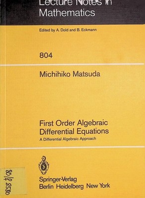 First Order Algebraic Differential Equations: A Differential Algebraic Approach