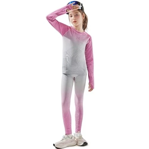 Thermal Compression Shirt for Kids Long Sleeve Undershirts Shirts Large Pink - Image 2 of 4