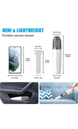 Auto Staubsauger 8000Pa Leistungsstarke Saugkraft, Kabellos Tragbar Mini Auto Staubsauger We - Bild 6 von 6