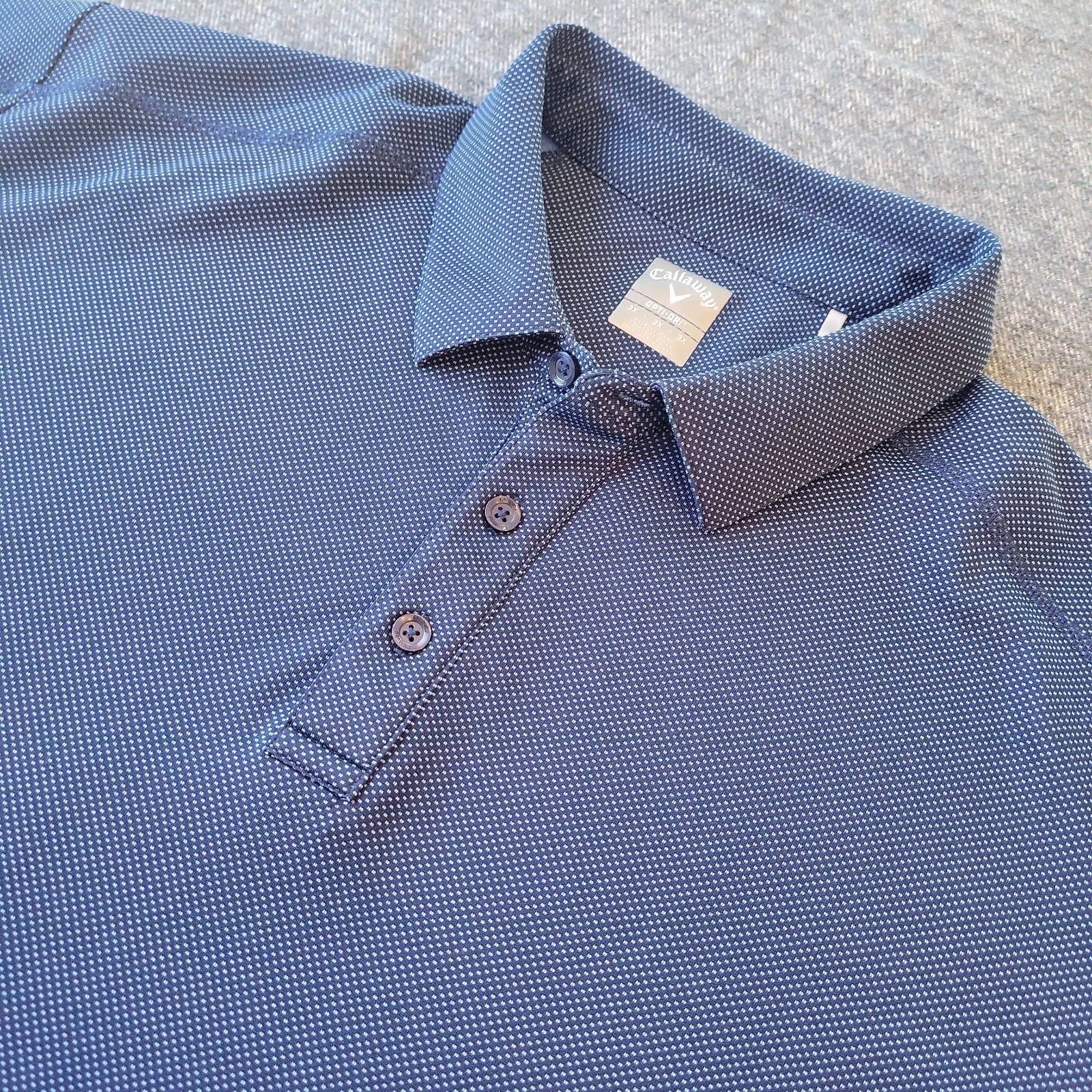 Callaway Polo Shirt Men's 3X Opti Dri Blue Dotted Performance Golf Stretch Big