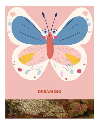 Inspirierendes Schmetterling Wandkunst Poster - Fly High Dream Big