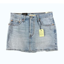 NEW Levis Icon Skirt Light Wash Denim Mini Skirt Mid Rise 100 Cotton Size 28