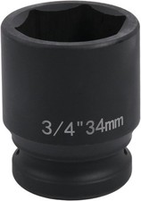 3/4" Drive 34mm Impact Socket，6-Point Standard Sockets Made with 