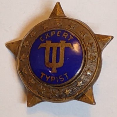 Antique 1926 Expert Typist Star Award Lapel Pin Made In USA