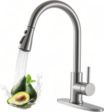 Kitchen Faucet, Brushed Nickel Kitchen Sink Faucet with Pull Down Sprayer, Hi...
