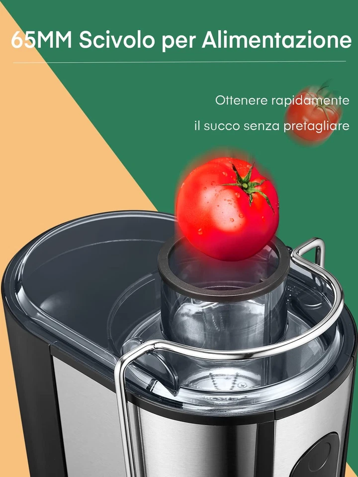 Juilist Centrifuga Frutta e Verdura fino a 800W Estrattore Frutta e Verdura con - Immagine 4 di 4