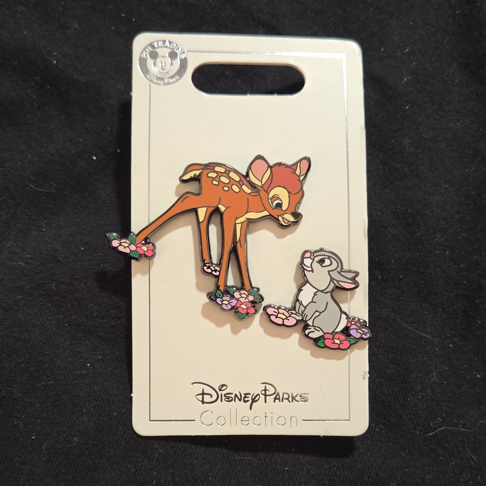 Disney Parks Collection Bambi and Thumper Pin Set Pink Backer Card Disney Bambi