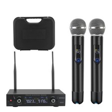 Wireless Microphone System with case, Metal UHF Dual Handheld 20 Channels Pro...