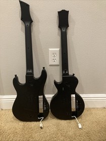 Wii Console Bundle Guitar Hero Games + Controllers + Guitar + Cords + Tested!!