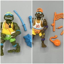 Vintage 1992 TMNT Sewer Spitting Lifeguard Leo and Spike N Volley Don w/extras