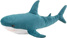 31.4" Blue Giant Shark Plush Pillow, Super Soft Toy  Cute blue shark-shaped pil