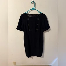 Evan Picone Black Double-Breasted Mini Dress Size 10