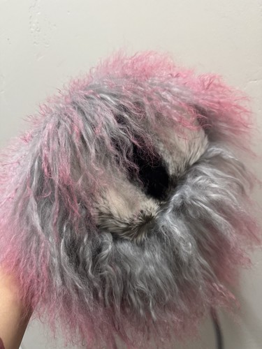 Handmade Real Mongolian Lamb Fur Drawstring Bucket Bag Includes 2 Strap Styles - Picture 14 of 15
