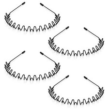 4 Pcs Adjustable Wavy Hair Bands, Fashion Unisex Black Hairband, Simple Hair-...