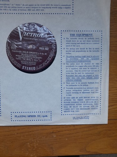 ED1 TCHAIKOVSKY: VIOLIN CONCERTO / TARTINI LP, Boston SO, Szeryng, RCA VICS 1037 - Picture 13 of 17
