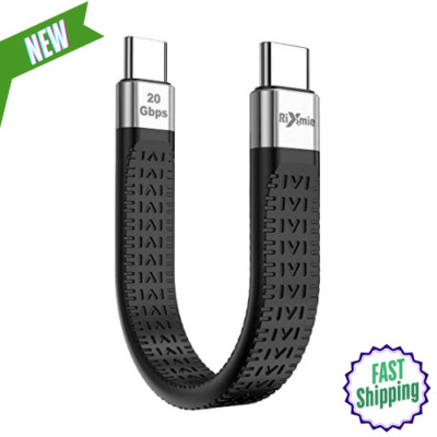 Rixmie Short USB-C Cable, 5 inch, 100W PD, 20Gbps Data Transfer, Thunderbolt 3