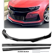 Front Bumper Lip Side Skirt For 2016-24 Chevy Camaro 1LE Style Glossy Black ABS