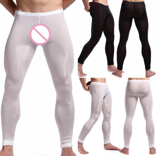 Uomo Pantaloni Stretti Trasparente Skinny Leggings Elasticizzati SPORTS  Workout | eBay