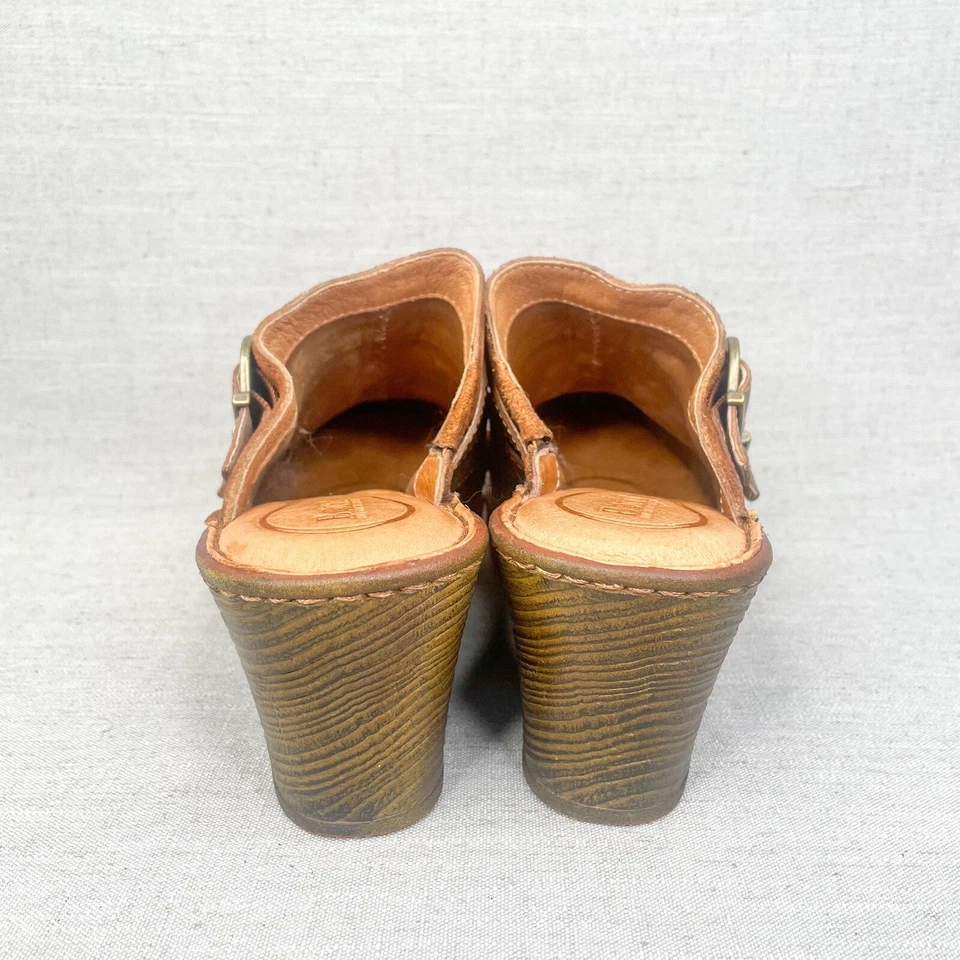 Born Nola Zuecos Mujer 8M Sandalias Mula Zapatos Marrón Gamuza Plataforma Tacón Cómodo Foto 4 de 4
