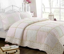 Forville Pink Coral Real Patchwork 100 Cotton Quilt Set, Bedspread, Coverlet