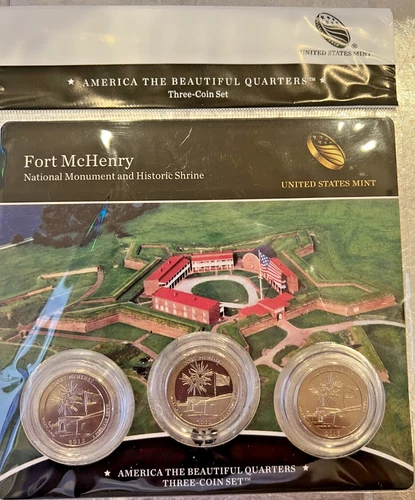 2013 FORT MCHENRY NATIONAL MONUMENT PDS Proof ATB 3 Quarter Coin Set