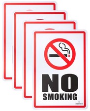 No Smoking Sign 4 Pack 10" X 7" Self Adhesive, Long lasting for Indoor/Outdoor